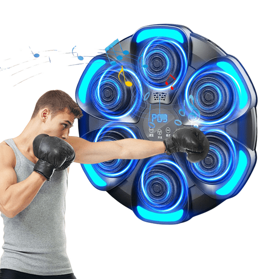 Music Boxing Machine, Smart Bluetooth Boxing Machine with Gloves, Wall Mounted Music Punching Trainer for Kids Adult, Electronic Workout Punching Machine, 9 Modes & 9 Speeds (Black)
