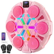 Music Boxing Machine, Smart Bluetooth Connection Boxing Equipment, Fight Reaction Training Boxing Pad, Release Pressure Wall Mounted Punching Equipment with Boxing glovesPink