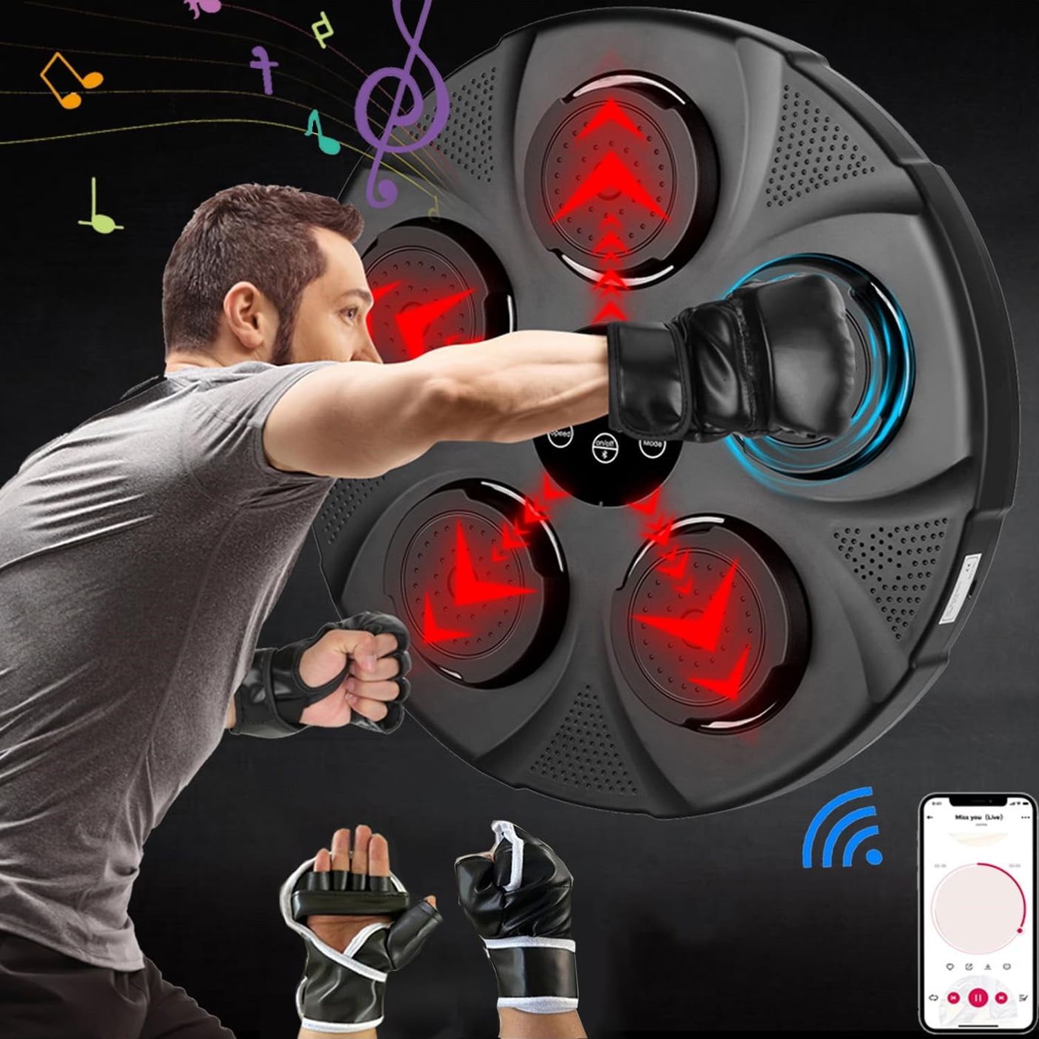 Untica Music Boxing Machine, Smart Bluetooth Connection Boxing Equipment,  Fight Reaction Training Boxing Pad, Release Pressure Wall Mounted Punching