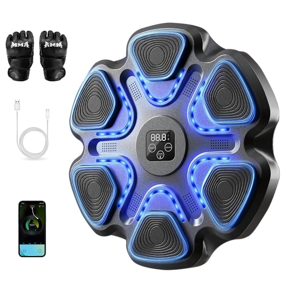 Music Boxing Machine,Smart Boxing Machine for Adults & Kids,Boxing Training Machine with Boxing Gloves, Music Playback Boxing Workout Equipment Target for Home, Office, Gym