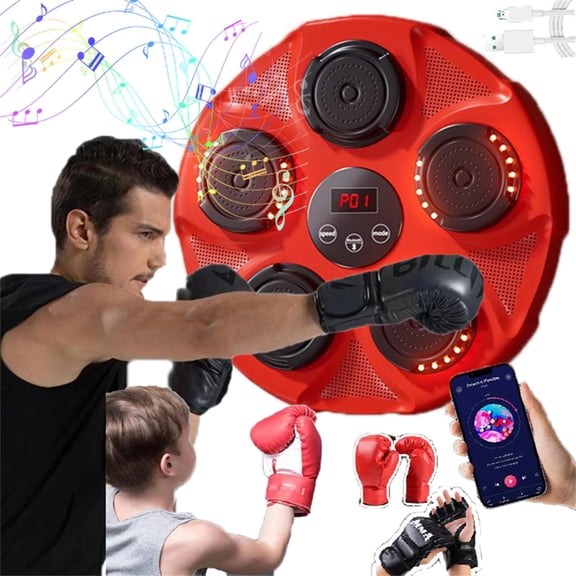 Music Boxing Machine,Smart Electronic Boxing Training Punching Equipment 3-Layer Shock Absorption Configuration Wall Mounted Boxing Machine Boxing Target Workout Machine for Training