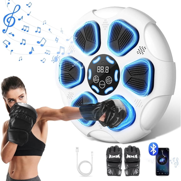 Music Boxing Machine,Wall Mount Punching Machine for Adult Kids, Smart Boxing Traineing Machine with Gloves, Electronic Boxing Workout Equipment Target for Home, Office, Gym
