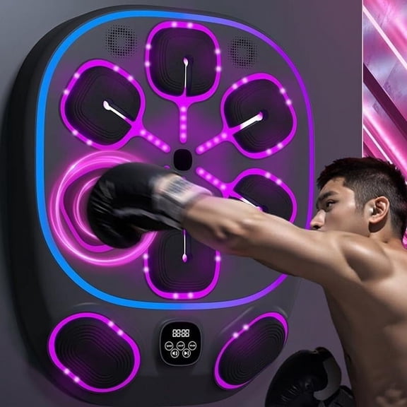 Music Boxing Machine, Wall Mounted Boxing Machine 8 Target with Gloves, Volume 30 Levels, Supports Bluetooth, Smart Bluetooth Boxing Pad Wall Mounted for Home, Gym, Indoor