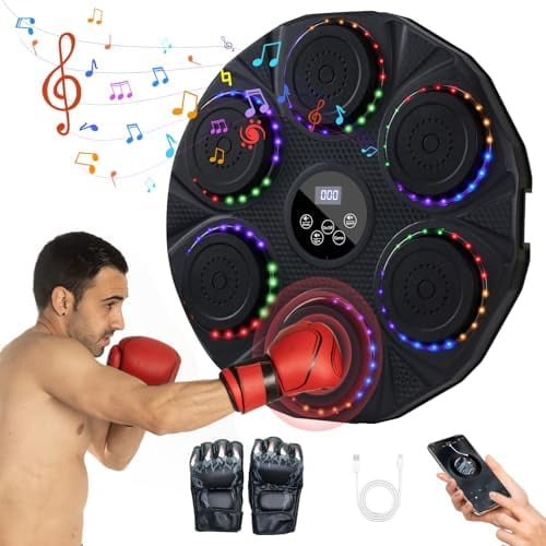 Music Boxing Machine, Wall Mounted, Smart Bluetooth Musical Beat Boxing Trainer with Gloves, Electronic Boxing Equipment, Punching Workout Machine for Adults, Home, Indoor and Gym