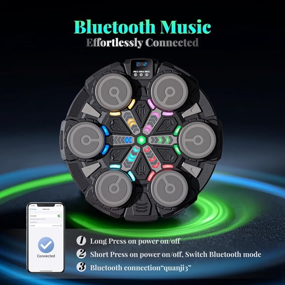 Music Boxing Machine for Kids—Bluetooth Wall Mounted Punching Workout Equipment with Rhythm Lights & Gloves