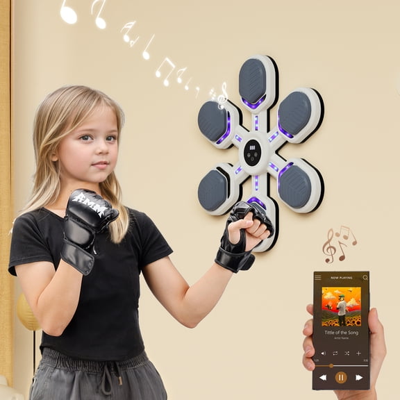 Music Boxing Machine with Gloves - Smart Bluetooth Punching Trainer, 9 Modes & 9 Speeds for Home, Office & Gym