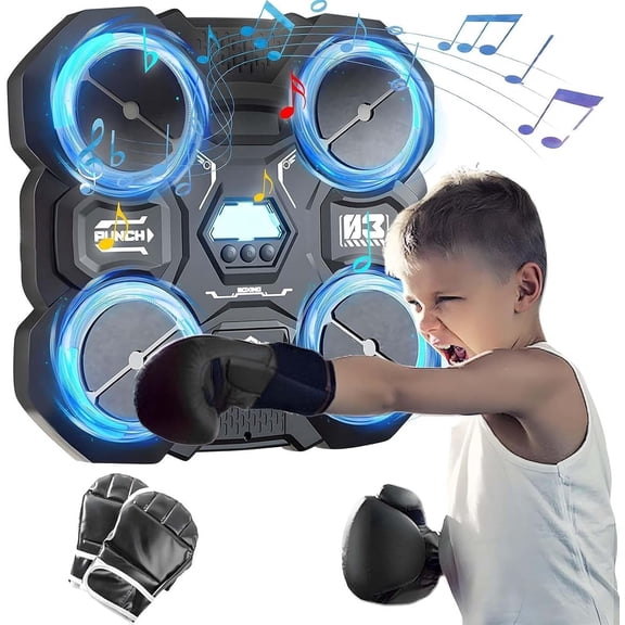 Music Boxing Machine with LED Counter, Boxing Trainer with Gloves for Home Gym, 3 Modes Bluetooth Fitness Equipment for Cardio Workout