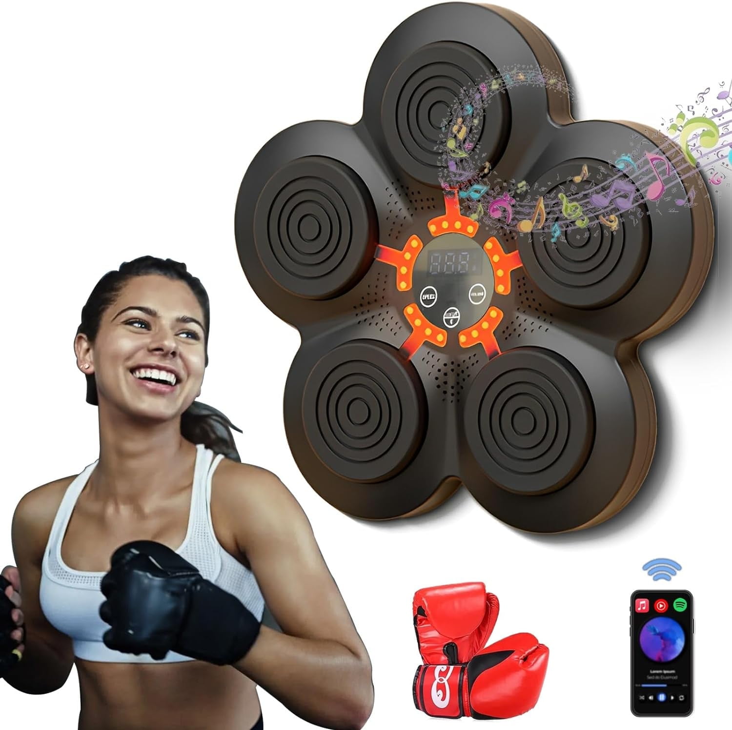 Music Boxing Workout Machine, Electronic Boxing Training Punching Equipment for Speed and