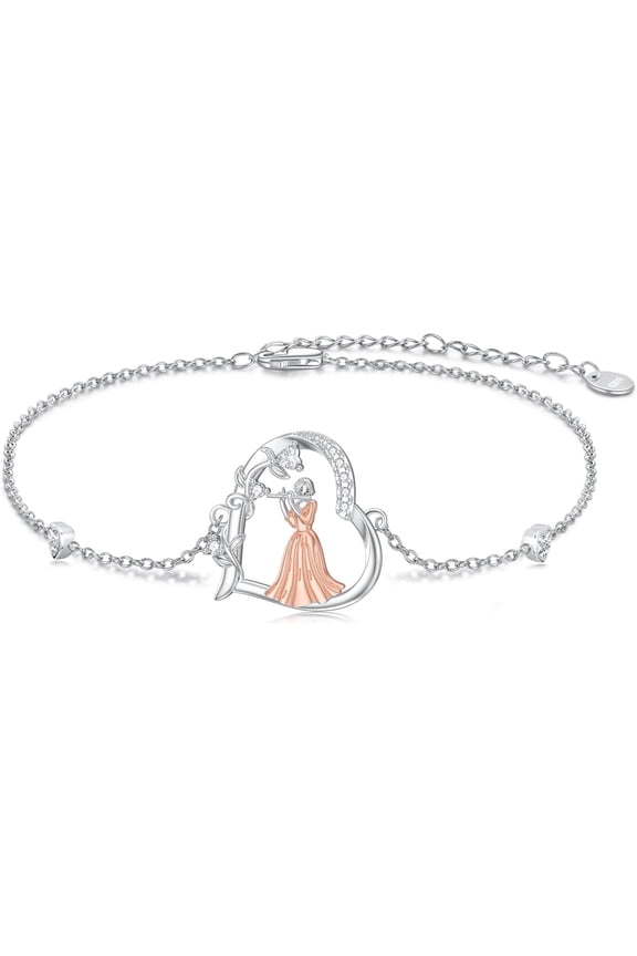 Music Bracelet for Women Sterling Silver Violin Cello Saxophone Flute Piano Bracelet Music Jewelry Gifts for Christmas Birthday