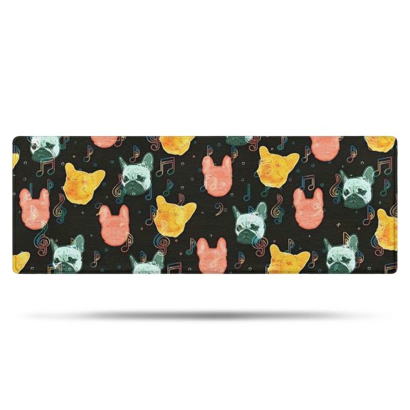 Music Bulldog Bathroom Rugs Mat,Non Slip Microfiber Bathroom Rug,Rubber Backing,Soft Bathroom Mats for Bathroom Floor,Tub and Shower,47x17in(120x43cm)