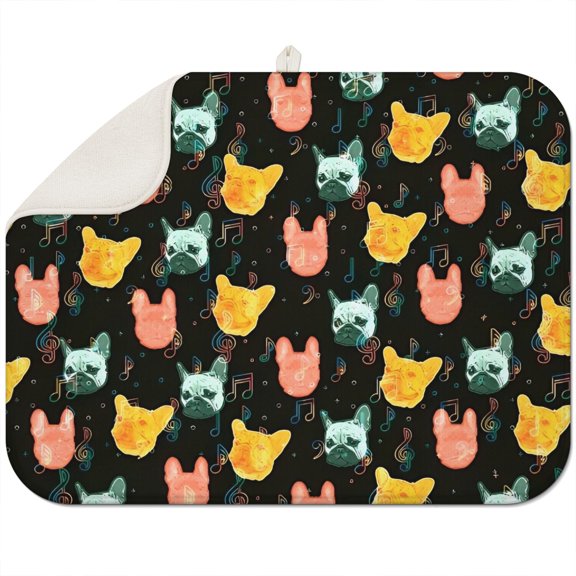 Music Bulldog Dish Drying Mat for Kitchen 1 Pack, Ultra Absorbent Microfiber Dishes Drainer Mats,18"x24"