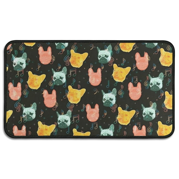 Music Bulldog Door Rugs,Washable Non Slip Door Mats Indoor,Decorative Door Mats,Entry Mat Indoor for Entrance,Bedroom,Kitchen,Bathroom,30"x17"