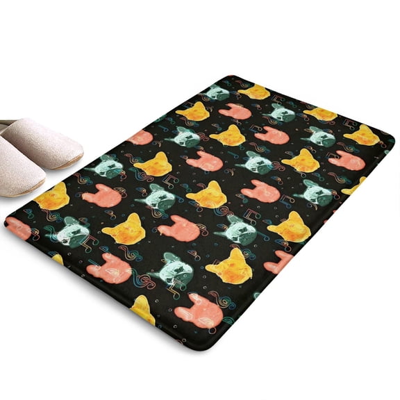 Music Bulldog Flannel Non Slip Door Rugs,Washable Door Mats Indoor,Decorative Door Mats,Dirt-Resistant and Absorbent Doormat for Entrance,Bedroom,Kitchen,Bathroom,23.5x16in(60x40cm)