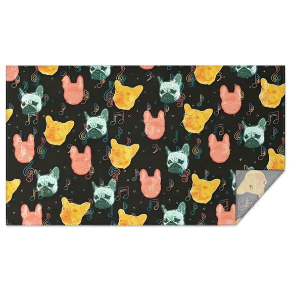 Music Bulldog Rectangle Tablecloth 60"x102",Waterproof Polyester Rectangle Table Cloth, Wipeable Spillproof Polyester Tablecloth for Dining, Camping, Indoor and Outdoor