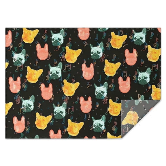Music Bulldog Rectangle Tablecloth 60"x84",Waterproof Polyester Rectangle Table Cloth, Wipeable Spillproof Polyester Tablecloth for Dining, Camping, Indoor and Outdoor