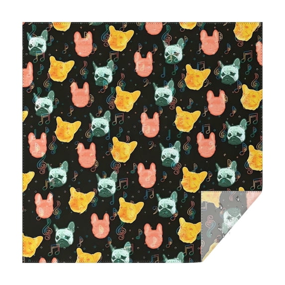 Music Bulldog Square Tablecloth,Waterproof Square Table Cover,Wipeable Spillproof Washable Table Cover for Home Kitchen Party Decor 42"X42"(107x107cm)