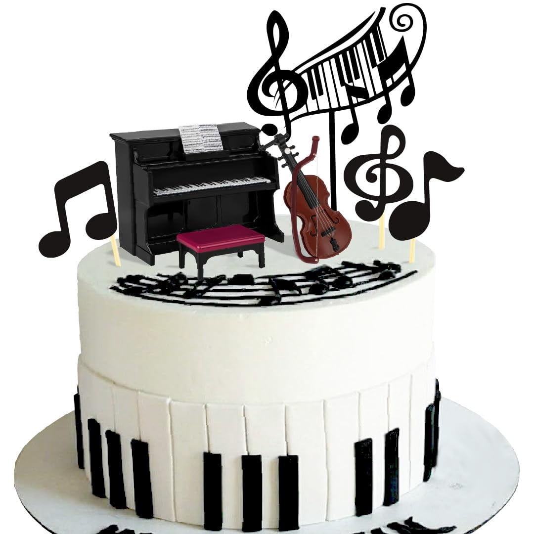 20 PCS Music Theme Cake Toppers Set - Clay Headset & Decorations For Karaoke Birthday Party