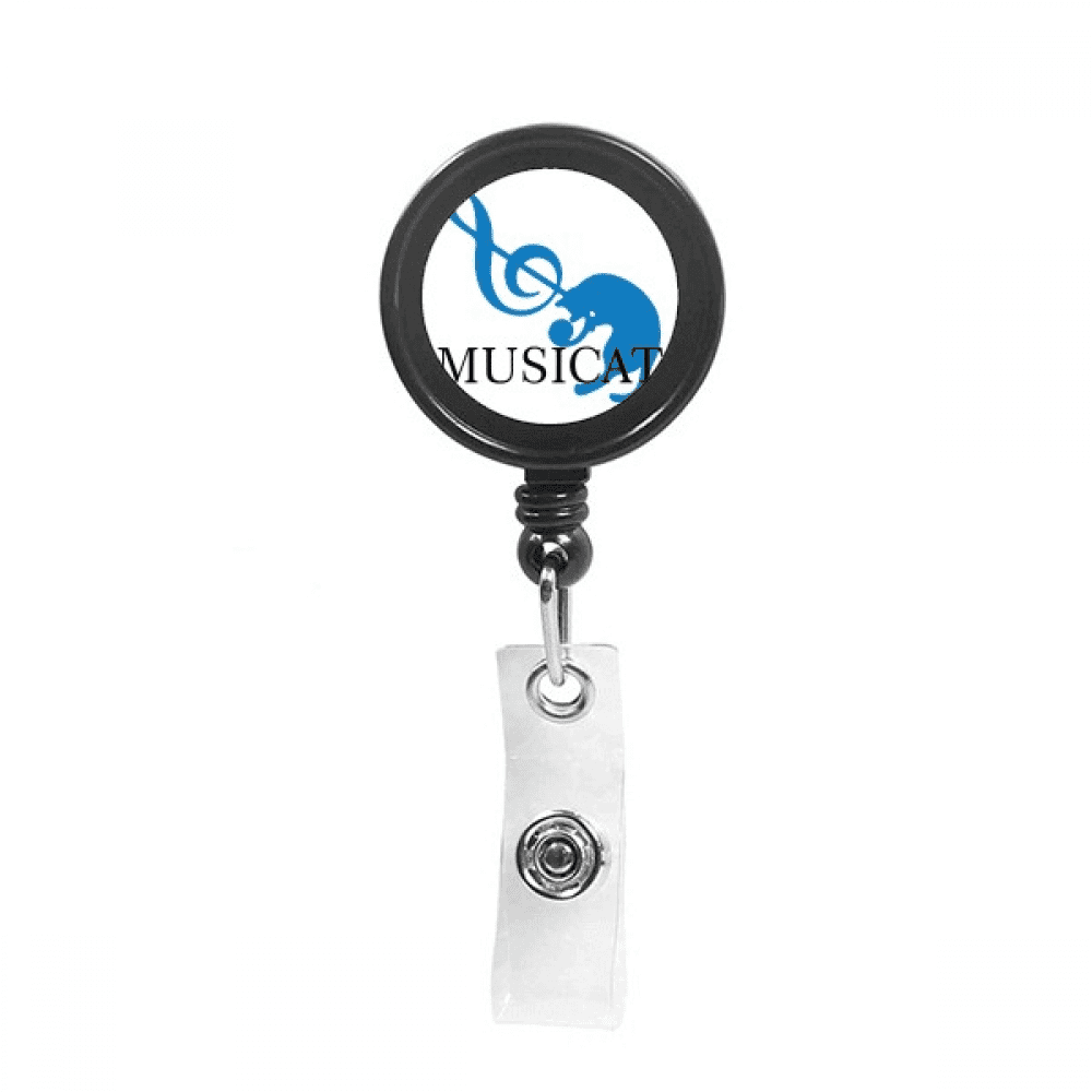 Music Cat Combines Fun Art Deco  Fashion Retractable Keychain Badge Holder ID Badge