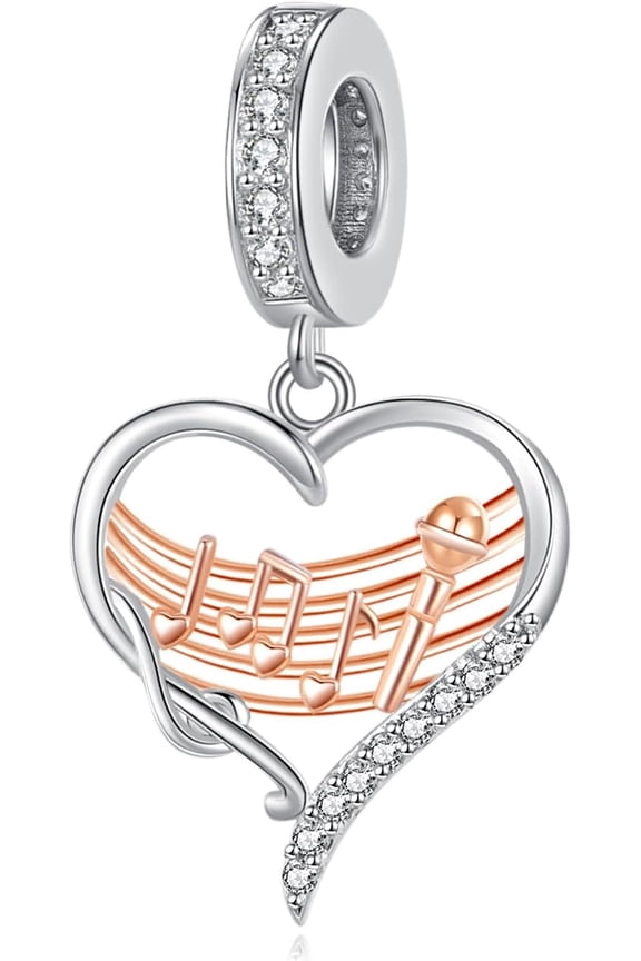 Music Charms Sterling Silver Music Note Charms for Bracelets Heart Charm Jewelry for Women