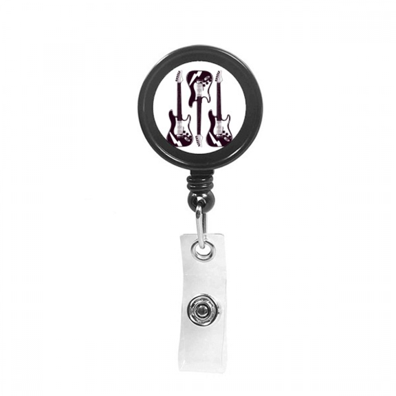 Music Classical Instrument Bass Playing Retractable Keychain Badge Holder ID Badge