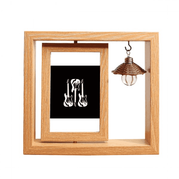 Music Classical Instrument Bass Playing Wooden Rotating Picture Photo Frame 4x6