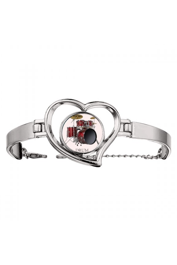 Music Classical Musical Instrument Drum Bracelet Heart Jewelry Wire Bangle