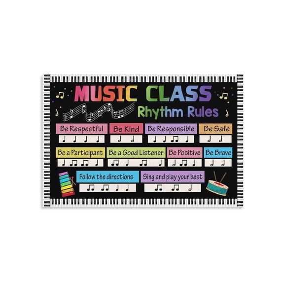 Music Classroom Rules Poster Rhythm Rules for High School and Middle School Music Class Decor Vibrant Educational Wall Art Teacher Resources