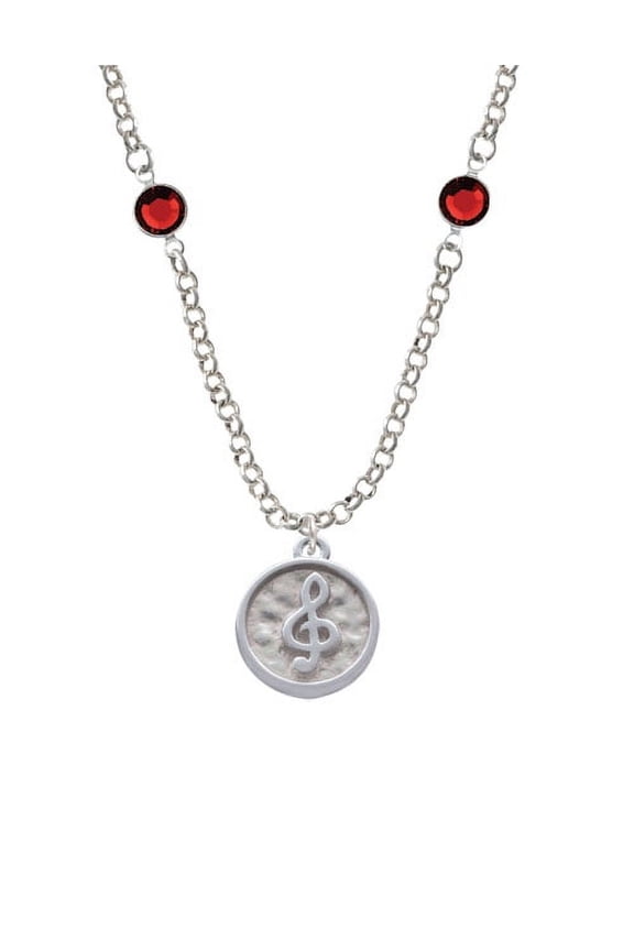 Music Clef - Round Seal Red Crystal Fiona Necklace