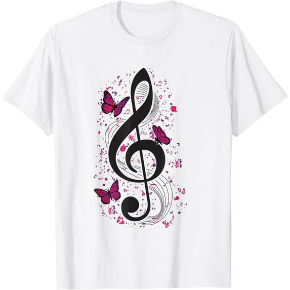 Music Clef with Butterflies Music T-Shirt