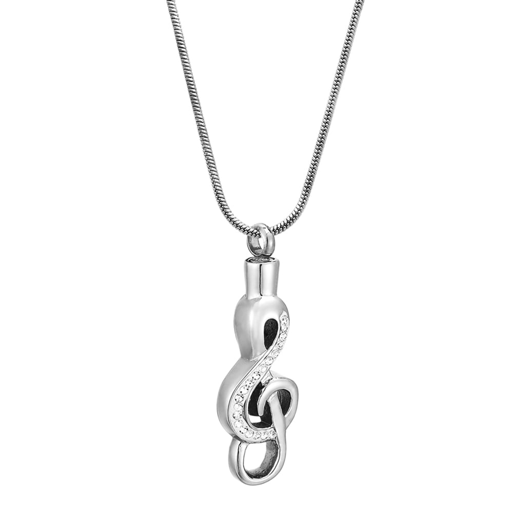 Music Clief Cremation Ashes Holder for Funeral Memorial Necklace Cremation Necklace for Ashes Urn Keepsake with FREE Funnel Kit and Velvet Jewelry Box