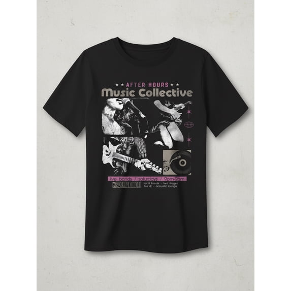 Music Collective Women's Graphic Everyday Tee with Short Sleeves, Sizes XXS-XXL