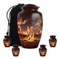 thumbnail image 1 of Music Cremation Funeral Urns For Human Ashes Adult - brown Mini Urns For Adult Ashes Set Of 4 - Adult Urns For Ashes Adult Female Mother - 1 Large Decorative Urn For Dad, 10&3 Inch, 1 of 7