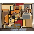 thumbnail image 1 of Ambesonne Music Curtains 2 Panel Set, Geometric Guitar Funky, 108" x 63", Multicolor, 1 of 3