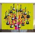 thumbnail image 1 of Ambesonne Music Curtains 2 Panel Set, Guitars for Rock Stars, 108" x 96", Hot Pink Apple Green, 1 of 3