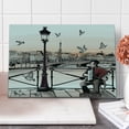thumbnail image 1 of Music Cutting Board, Accordionist Playing Paris Street Urban European Famous City Panorama Graphic Scene, Decorative Tempered Glass Cutting and Serving Board, Large Size, Peach Brown, by Ambesonne, 1 of 1