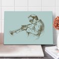 thumbnail image 1 of Music Cutting Board, Jazz Man Playing Trumpet with a Pose Sketch Image Solo Show Art Print, Decorative Tempered Glass Cutting and Serving Board, Large Size, Green Brown White, by Ambesonne, 1 of 1