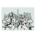 thumbnail image 1 of Music Cutting Board, Jazz Men Band Playing Beats in New York at Night Retro Style Illustration Print, Decorative Tempered Glass Cutting and Serving Board, Large Size, Red Black Ecru, by Ambesonne, 1 of 1