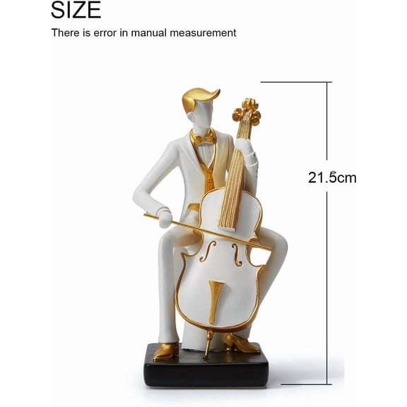 Music Decor Statue - Sculpture Piano Gift for Home Arts, 8.5inch Polyresin Figurine with Gold Sax