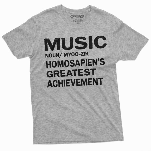 Music Definition T-Shirt Homosapien'S Greatest Achievement Tee Musician Guitar Piano Shirt (X-Large Grey)