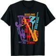 thumbnail image 1 of Music Design for Jazz Colorful Black T-Shirt Short Sleeve Tee Unisex, 1 of 5