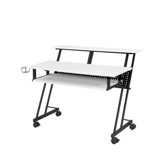 Music Desk for Recording Studio | Can Hold 43" Flat Monitor and 61 - Key Keyboard | Metal Frame with PVC Veneer MDF Components | Addresses Equipment Support and Durability Needs