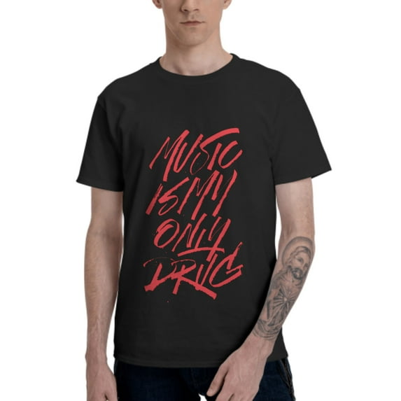 Music Drug Men's T-Shirt Cotton 100% Summer Tops Fashion Casual Music Drug Short Sleeves for Men Women Round Collar Top Tees