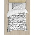 thumbnail image 1 of Music Duvet Cover Set, Abstract Style Professional Pattern Notes and Clef Sheet Play Writing Print, Decorative 2 Piece Bedding Set with 1 Pillow Shams, Twin Size, Black White, by Ambesonne, 1 of 3