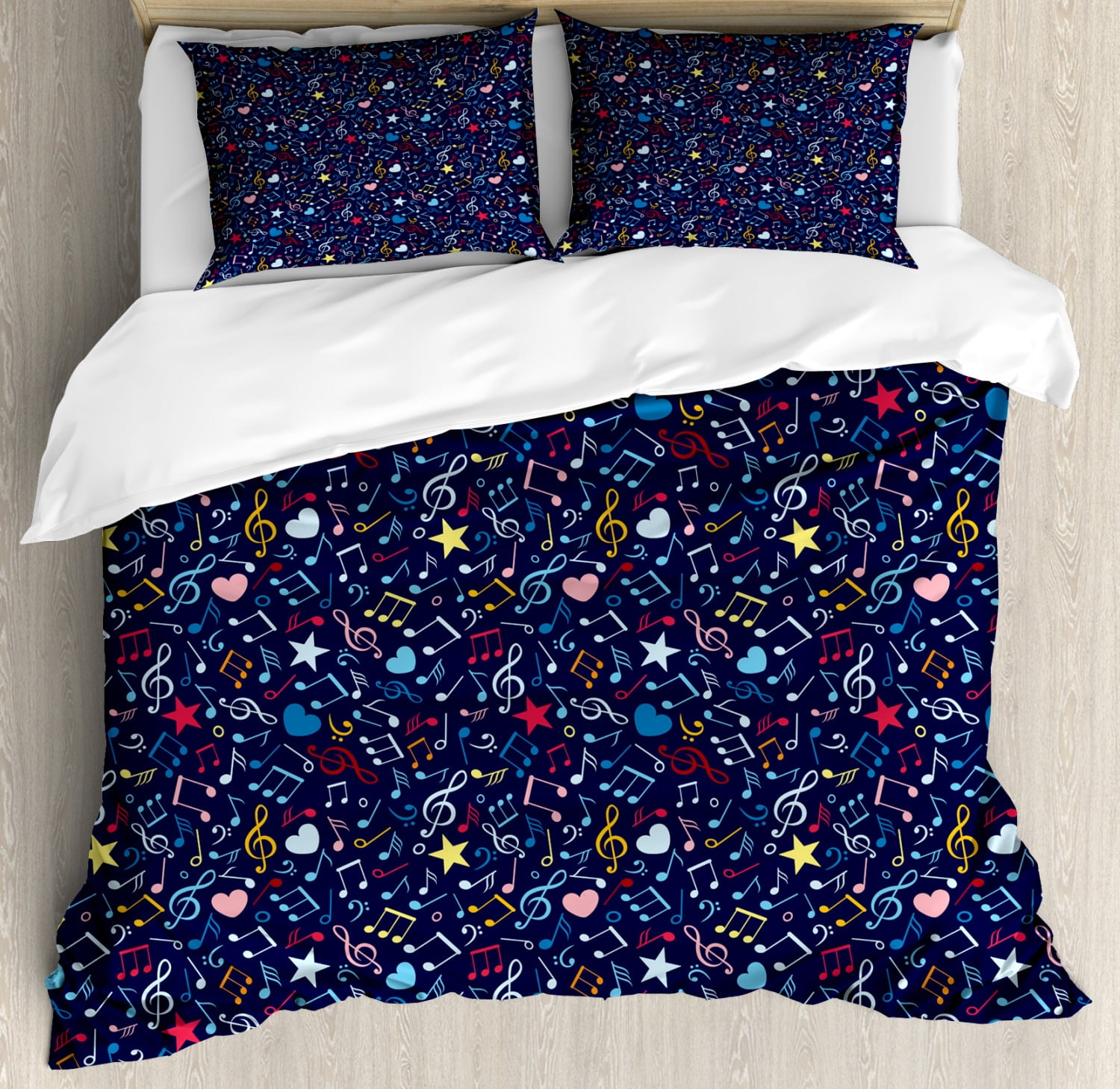 Queen Size Multicolor Musical Notes Duvet Cover Set