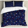 thumbnail image 1 of Music Duvet Cover Set Queen Size, Hearts Notes Stars Melodic Inspiration Musical Lifestyle Rhythm in My Heart Design, Decorative 3 Piece Bedding Set with 2 Pillow Shams, Multicolor, by Ambesonne, 1 of 3