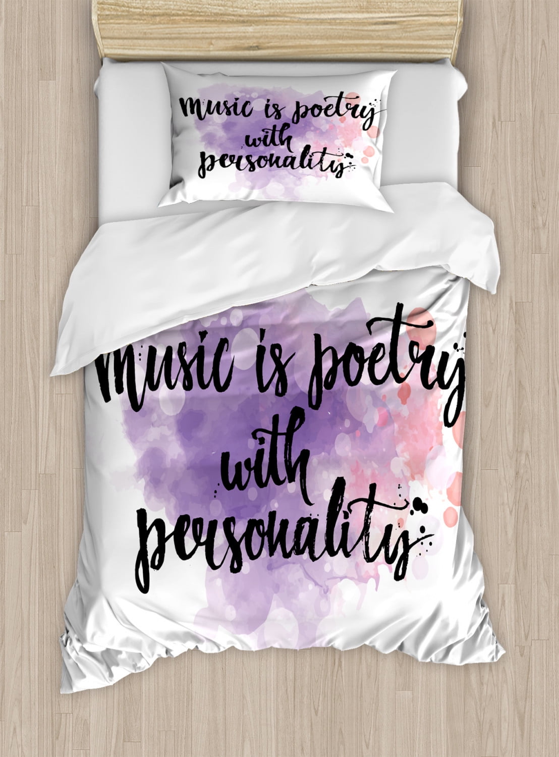 Twin Size Inspirational Music Quote Duvet Cover Set
