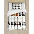 thumbnail image 1 of Music Duvet Cover Set Twin Size, Instruments Pattern Classical and Bass Varieties of Guitars Rock and Jazz Music Theme, Decorative 2 Piece Bedding Set with 1 Pillow Sham, Multicolor, by Ambesonne, 1 of 3
