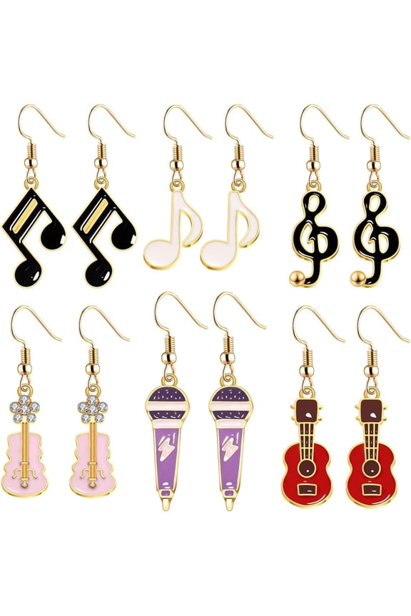 Music Earrings Musical Note Dangle Earrings Concert Party Rock and Roll Accessories for Music Lover[u154]