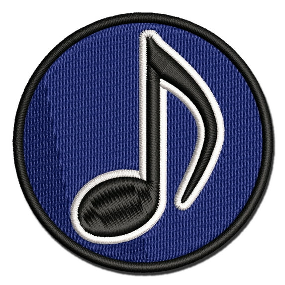 Music Eighth Note Applique Multi-Color Embroidered Iron-On Patch - 2.5 Inch Small