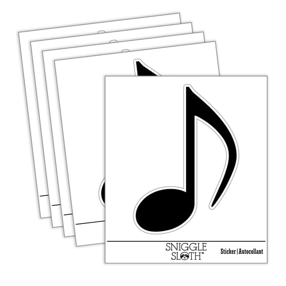 Music Eighth Note Car Window Bumper Water Bottle Phone Tablet Laptop Waterproof Vinyl Decal Sticker Set 5-Pack - Gloss Finish - 2.0"